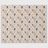 Cartoon Jungle Cats and Flowers Cadeaupapier (Vlak)