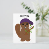 Cartoon Justin Beaver Briefkaart (Staand voorkant)