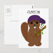 Cartoon Justin Beaver Briefkaart (Voorkant / Achterkant)