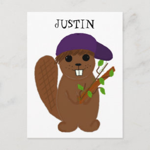 Cartoon Justin Beaver Briefkaart