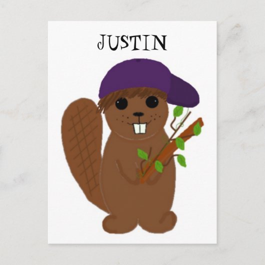 Cartoon Justin Beaver Briefkaart (Voorkant)