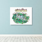 Cartoon kaart Tour du Mont Blanc - canvas 20" x 16 (Insitu (Houten vloer))