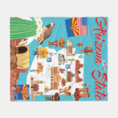 Cartoon Kaart van Arizona Fleece Deken (Voorkant (Horizontaal))