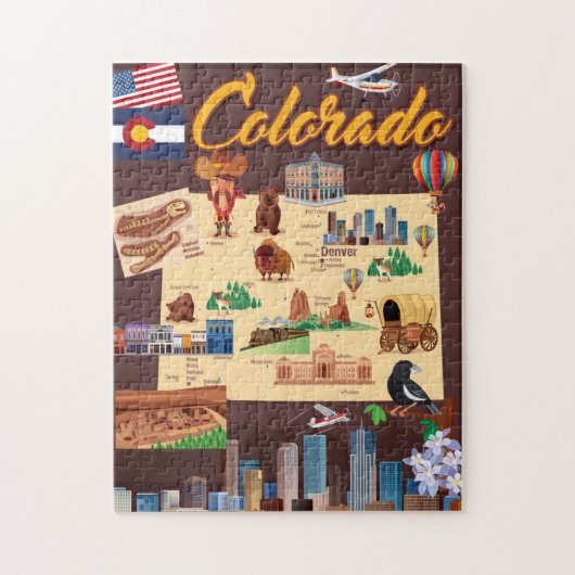 Cartoon Kaart van Colorado Legpuzzel (Verticaal)
