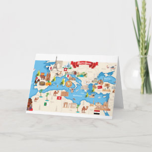 Cartoon kaart van de Middellandse Zee