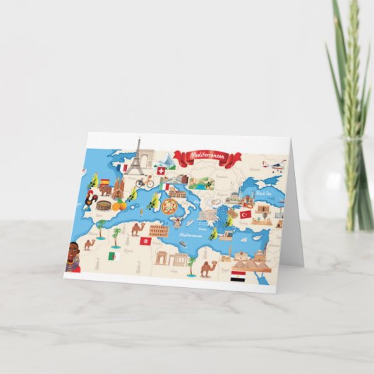 Cartoon kaart van de Middellandse Zee (Voorkant)