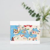 Cartoon kaart van de Middellandse Zee (Staand voorkant)