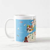 Cartoon kaart van de Middellandse Zee Koffiemok (Links)