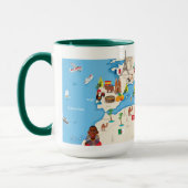 Cartoon kaart van de Middellandse Zee Mok (Links)