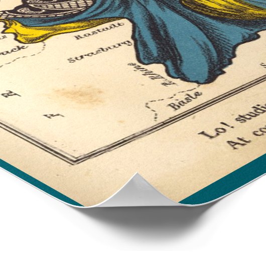 Cartoon kaart van Duitsland (1868) Poster (Hoek)