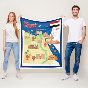 Cartoon Kaart van Egypte Fleece Deken