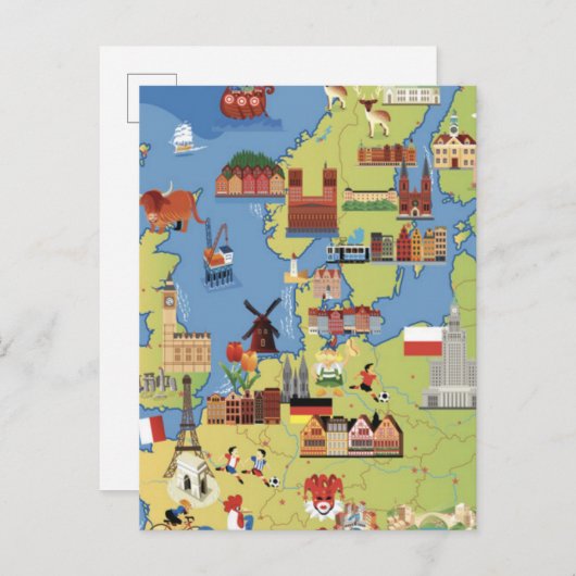 Cartoon Kaart van Europa (Voorkant / Achterkant)