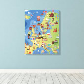 Cartoon Kaart van Europa Canvas Afdruk (Insitu (Houten vloer))