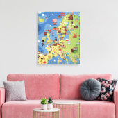 Cartoon Kaart van Europa Canvas Afdruk (Insitu (Woonkamer))