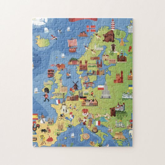 Cartoon Kaart van Europa Legpuzzel (Verticaal)