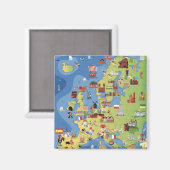 Cartoon Kaart van Europa Magneet (Voorkant / Achterkant)