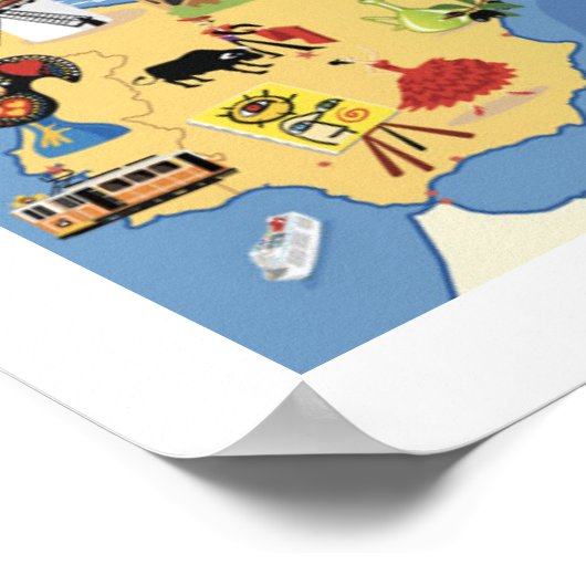 Cartoon Kaart van Europa Poster (Hoek)