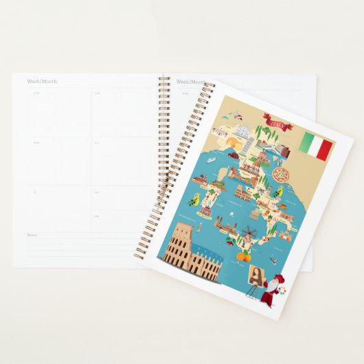 Cartoon Kaart van Italië Planner (Display)