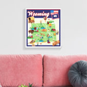 Cartoon Kaart Wyoming Canvas Afdruk (Insitu (Woonkamer))