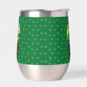 Cartoon kabouter in een gouden pot met een pint (Links)