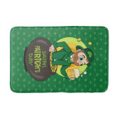 Cartoon kabouter in een gouden pot met een pint badmat (Voorkant)