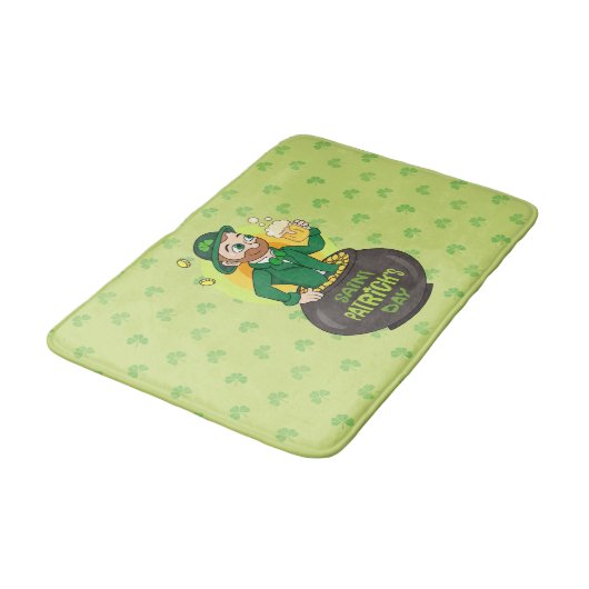 Cartoon kabouter in een gouden pot met een pint badmat (Gekanteld)