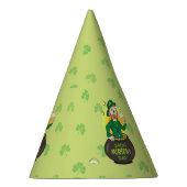 Cartoon kabouter in een gouden pot met een pint feesthoedjes (Rechts)