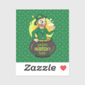 Cartoon kabouter in een gouden pot met een pint sticker (Vel)
