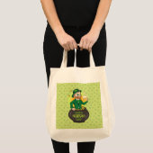 Cartoon kabouter in een gouden pot met een pint tote bag (Voorkant (product))
