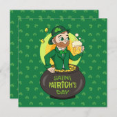 Cartoon kabouter in een pot goud met een pint kaart (Voorkant / Achterkant)