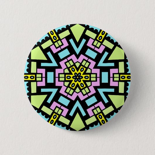 Cartoon Kaleidoscope Ronde Button 5,7 Cm (Voorkant)