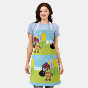 Cartoon kalf op een Boerderij Schort