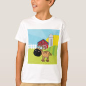 Cartoon kalf op een Boerderij T-shirt (Voorkant)