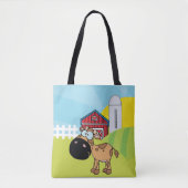 Cartoon kalf op een Boerderij Tote Bag (Voorkant)