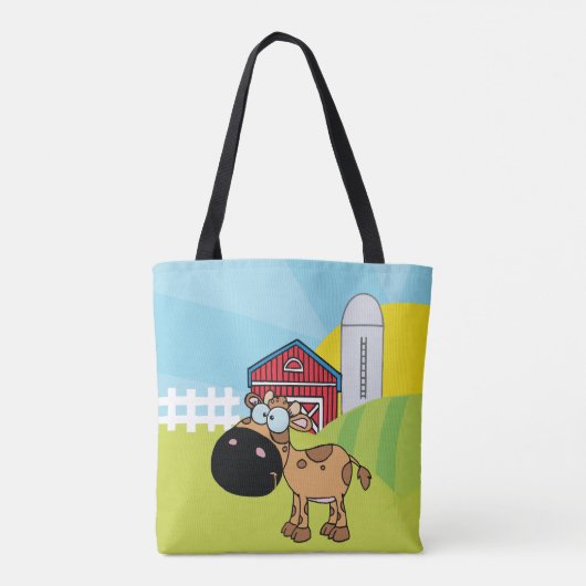 Cartoon kalf op een Boerderij Tote Bag (Achterkant)
