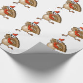 Cartoon kalkoen met een Santa Hat. Cadeaupapier (Hoek)