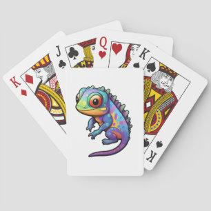 Cartoon kameleon illustratie pokerkaarten