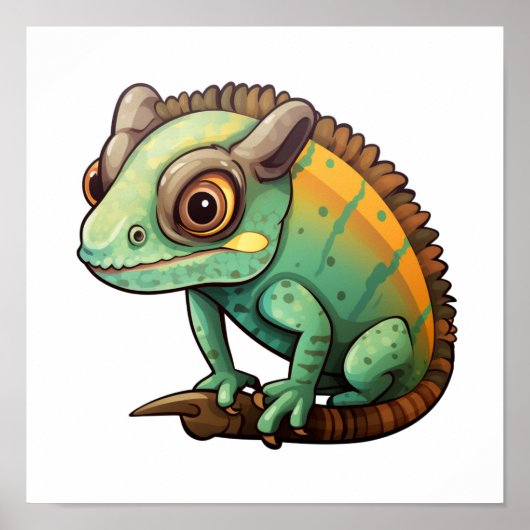 Cartoon kameleon illustratie poster (Voorkant)