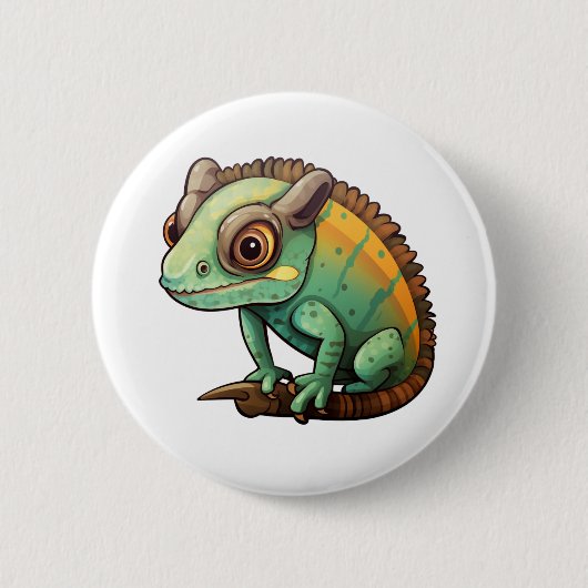 Cartoon kameleon illustratie ronde button 5,7 cm (Voorkant)