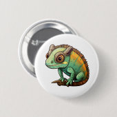 Cartoon kameleon illustratie ronde button 5,7 cm (Voorkant /achterkant)