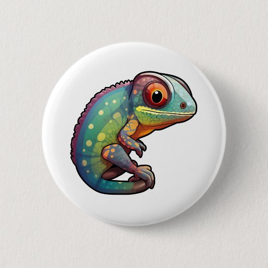 Cartoon kameleon illustratie ronde button 5,7 cm (Voorkant)
