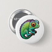 Cartoon kameleon illustratie ronde button 5,7 cm (Voorkant /achterkant)