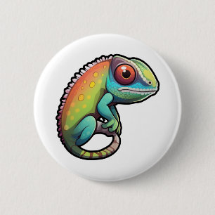 Cartoon kameleon illustratie ronde button 5,7 cm