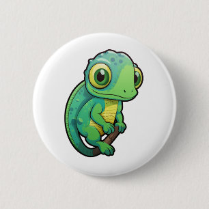 Cartoon kameleon illustratie ronde button 5,7 cm