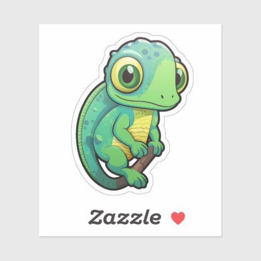 Cartoon kameleon illustratie sticker (Vel)