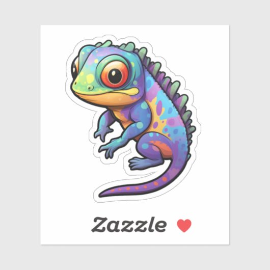 Cartoon kameleon illustratie sticker (Vel)