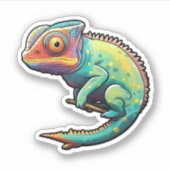Cartoon kameleon illustratie sticker (Voorkant)
