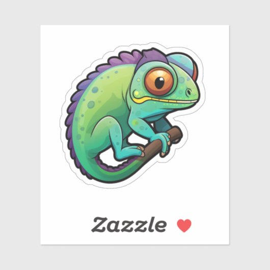 Cartoon kameleon illustratie sticker (Vel)