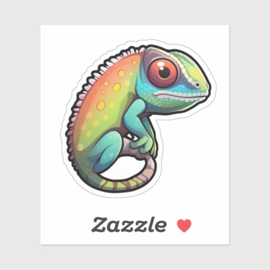 Cartoon kameleon illustratie sticker (Vel)