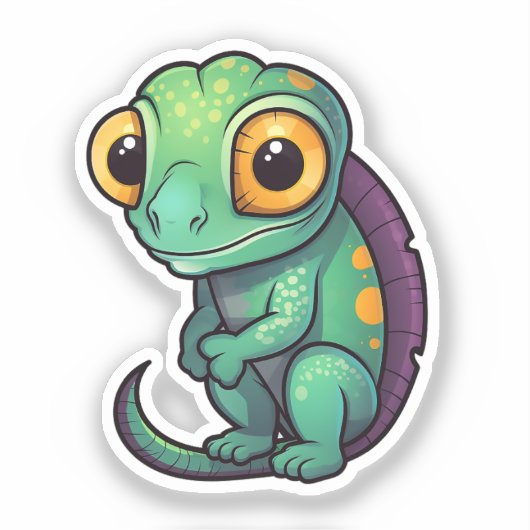 Cartoon kameleon sticker (Voorkant)